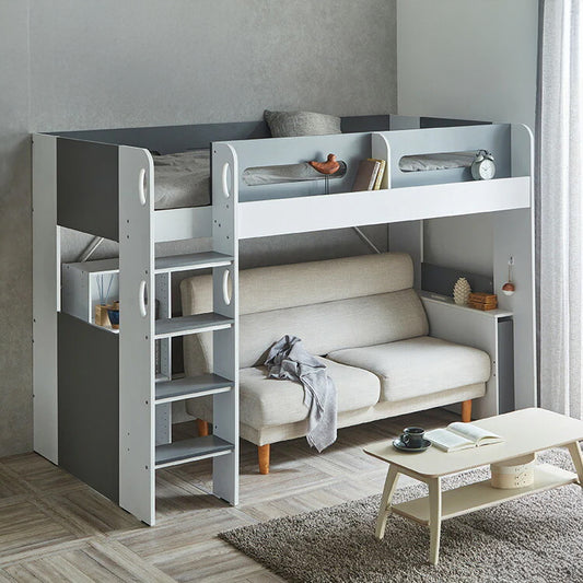 ロフトベッド シングル ハイタイプ 宮付き 収納付き 木製 ベッド下収納 子供部屋 システムベッド 収納 ロフト ベッドフレーム 子供 キッズ 一人暮らし 寮 ゲストハウス 民泊 階段付き(代引不可)