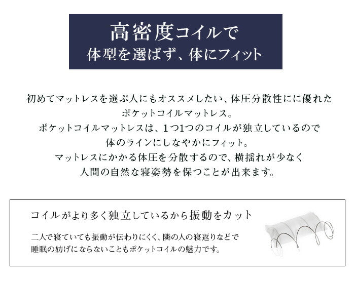 棚・コンセント・照明付きフロアベッド セミダブル タクナ ポケットコイルマットレス付き 照明付き すのこ板目仕様 ヘッドボード(代引不可)