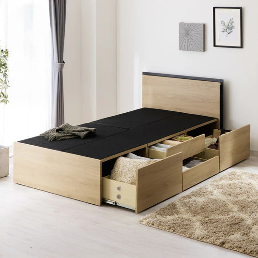 チェストベッド フレーム単品 シングルサイズ 幅102cm LEDライト付き コンセント付き 引き出し付き フルオープンレール仕様 収納 整理整頓 省スペース 有効活用 ベッド 新生活 1人暮らし(代引不可)