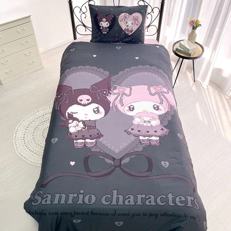 真夜中のメロクロ キャラクター 布団カバー3点セット クロミ マイメロディ シングル Sanriozone サンリオ 和式 洋式 布団カバー 掛布団カバー 3点セット 敷布団カバー 枕カバー マイメロ(代引不可)