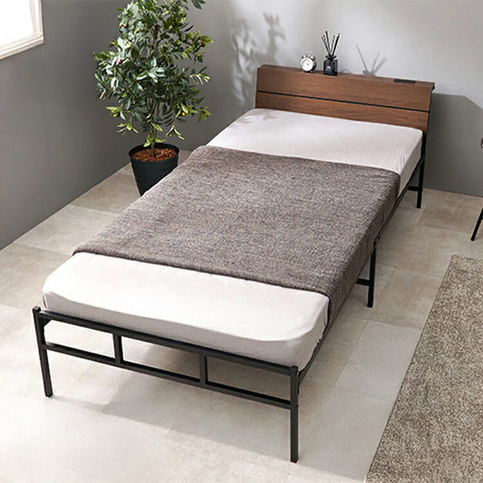 耐荷重300kg 頑丈スチールベッド シングル ポケットコイルマットレス付き 棚コンセント付き ヘッドボード付き ベッドフレーム スチールベッド おしゃれ(代引不可)