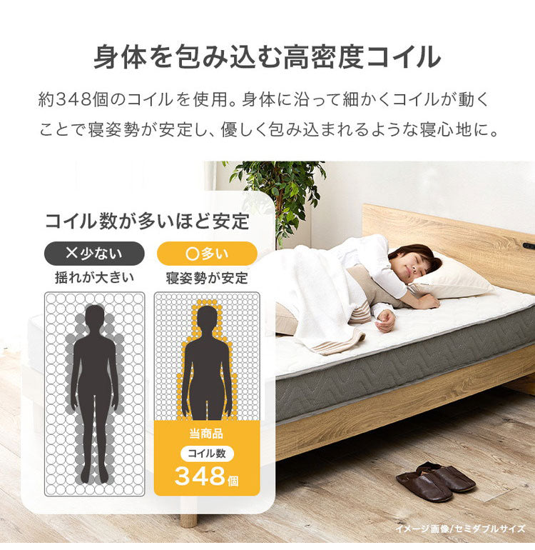 ポケットコイルマットレス SSS セミシングルショート 幅80cm 厚み20cm マットレス ポケットコイル マット 敷布団 寝具 寝具インテリア おしゃれ 北欧(代引不可)