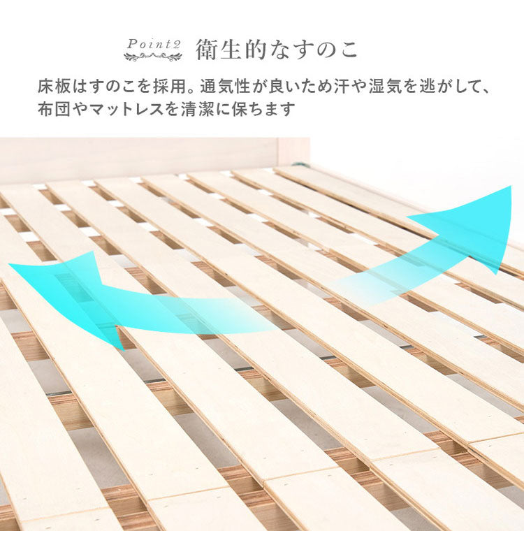 姫系 引出し収納付き ベッド ポケットコイルマットレス付き 2点セット セミダブル ホワイト 白 エレガント 収納付き チェストベッド 棚付き 宮棚 2口コンセント ベッドフレーム すのこベッド(代引不可)