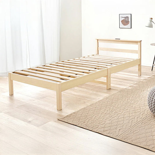 工具不要・簡単組立 すのこベッド シングル 耐荷重150kg 2口コンセント付き ベッドフレーム 木製 スノコ ベッド 寝具 寝具インテリア おしゃれ 北欧(代引不可)