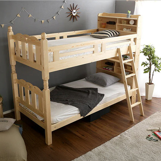 ベッド すのこベッド 二段ベッド 親子ベッド 棚付き 宮付き 耐震 耐震構造 照明付き 木製 シンプル  (代引不可)