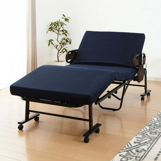 電動ベッド 低反発ウレタン使用 セミダブル 厚さ10cm 電動リクライニング 折りたたみベッド 電動 介護ベッド 折り畳み リクライニングベッド(代引不可)