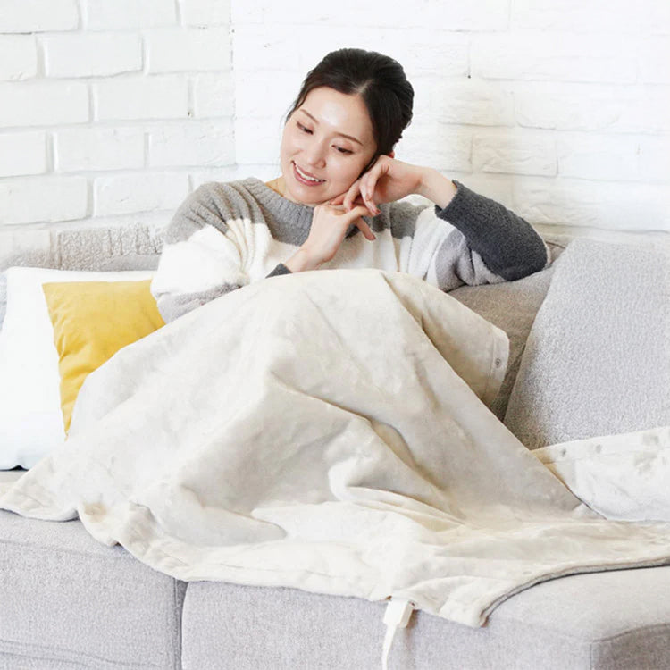 フード付き 140×80cm フランネル 電気ひざかけ毛布 ホットローブタイプ ボタン付き 着る 被る 掛ける 冬 あたたか ホット 毛布 140×80サイズ CWH141G-HJ