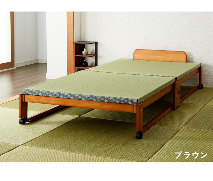 ヘッドレスベッド 日本製 折りたたみ 畳 ベッド ひのき ハイタイプ シングル 和風 木製 ヒノキ 檜 スノコ 天然木 コンパクト 省スペース キャスター付き(代引不可)