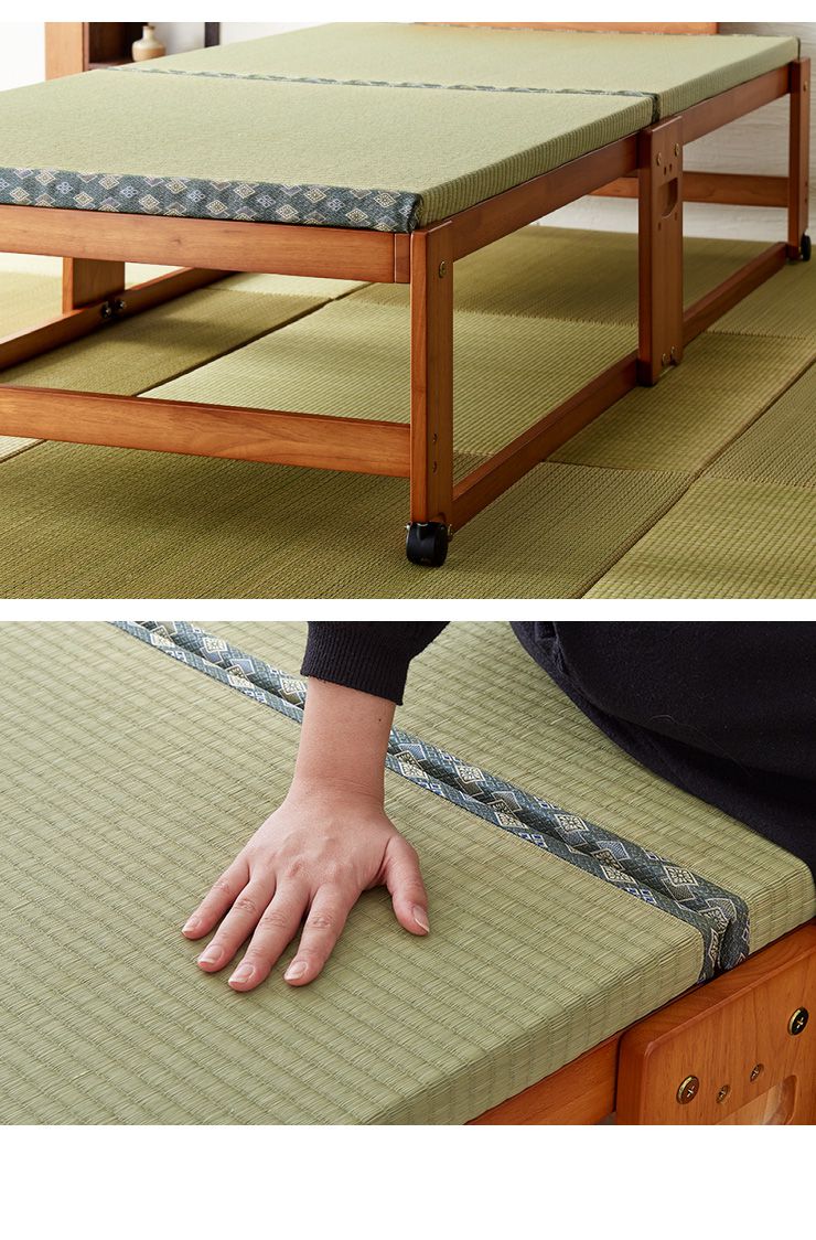 ヘッドレスベッド 日本製 折りたたみ 畳 ベッド ひのき ハイタイプ シングル 和風 木製 ヒノキ 檜 スノコ 天然木 コンパクト 省スペース キャスター付き(代引不可)