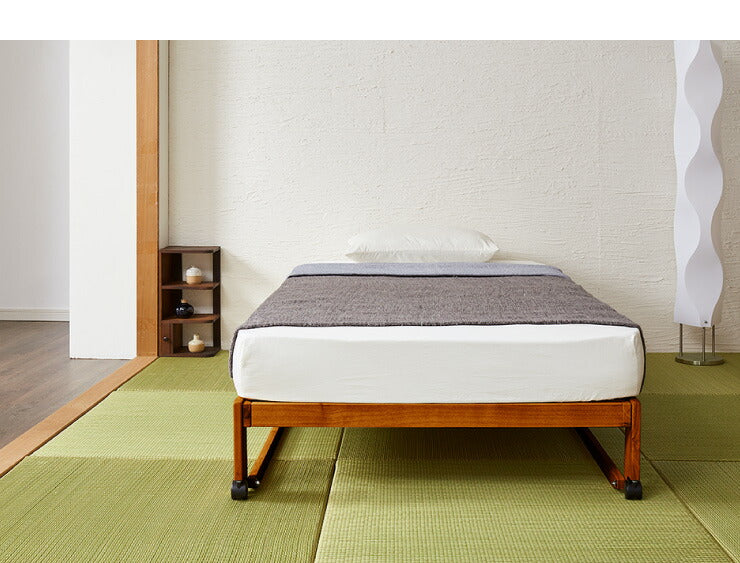 ヘッドレスベッド 日本製 折りたたみ すのこ ベッド ひのき ロータイプ ワイドシングル 木製 ヒノキ 檜 スノコ 天然木 コンパクト 省スペース キャスター付き(代引不可)