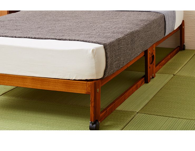 ヘッドレスベッド 日本製 折りたたみ すのこ ベッド ひのき ロータイプ ワイドシングル 木製 ヒノキ 檜 スノコ 天然木 コンパクト 省スペース キャスター付き(代引不可)