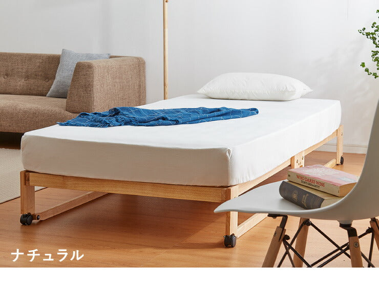 ヘッドレスベッド 日本製 折りたたみ すのこ ベッド ひのき ロータイプ ワイドシングル 木製 ヒノキ 檜 スノコ 天然木 コンパクト 省スペース キャスター付き(代引不可)