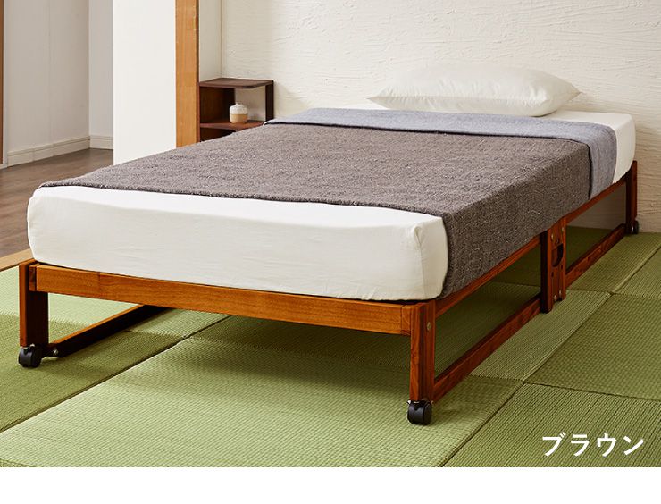 ヘッドレスベッド 日本製 折りたたみ すのこ ベッド ひのき ロータイプ ワイドシングル 木製 ヒノキ 檜 スノコ 天然木 コンパクト 省スペース キャスター付き(代引不可)