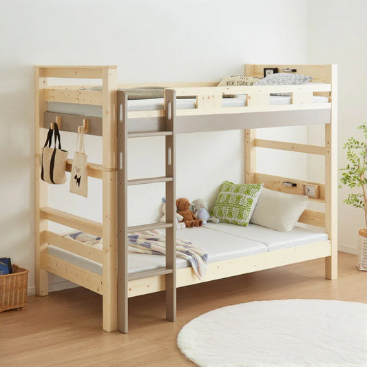 二段ベッド 宮付き 頑丈 耐震仕様 耐荷重900kg シングル 分割可能 2段ベッド コンセント付き ライト付き 子供用ベッド キッズ用 民泊 ホテル すのこベッド ロフトベッド 天然木 パイン材(代引不可)