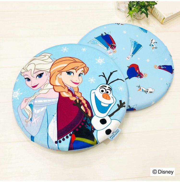 冷感シートクッション アナと雪の女王 円形 クッション マイクロ生地 ふんわり 通年使用可 接触冷感シリーズ ディズニー かわいい おしゃれ プレゼント ギフト 座布団 アナ エルサ オラフ(代引不可)