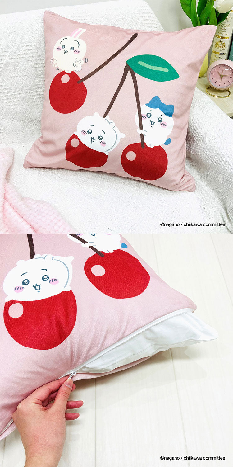 ちいかわ クッションカバー 45×45cm ちいかわ ハチワレ うさぎ モモンガ かわいい 可愛い フルーツ デザイン 果物 柄 カバー単品 プレゼント(代引不可)【メール便配送】
