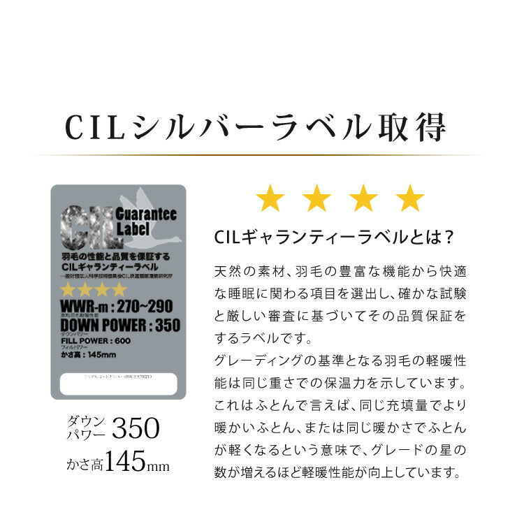 日本製 羽毛布団 シングルロング ホワイトダックダウン90% 充填量1.0kg 立体キルト 抗菌 アレルGプラス&2倍洗浄 350dp以上 かさ高145mm以上 掛け布団 国産