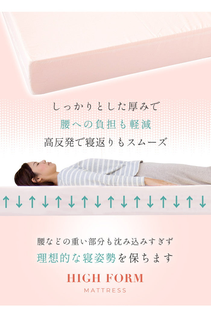 日本製 極厚 マットレス セミダブル 体圧分散 高反発 硬め かため 厚さ17cm 寝返り 三つ折り 3つ折り 折りたたみ 収納 コンパクト 一枚もの(代引不可)