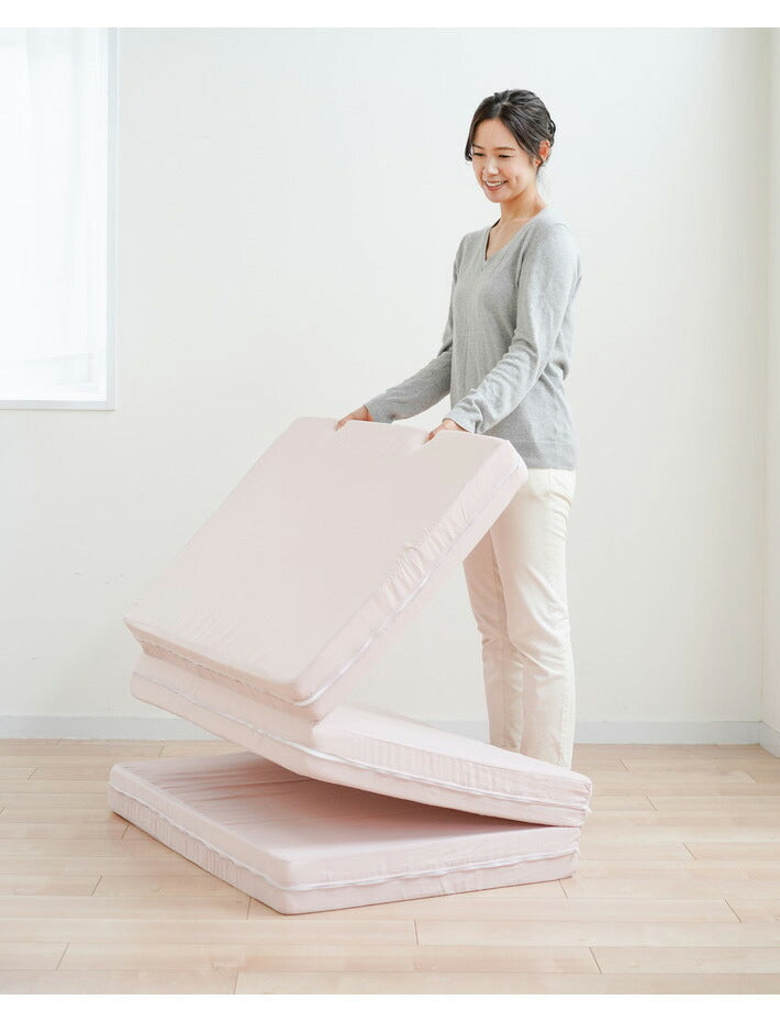 マットレス 高反発 三つ折り 折りたたみ シングル 極厚10cm 安心の日本製 硬め 高弾性 ウレタンマット ベッドマットレス 3つ折り 190N 硬い 高硬度 敷布団 敷き布団 国産 洗えるカバー(代引不可)