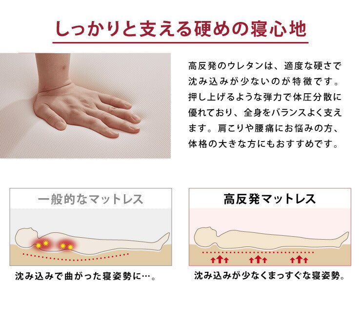 マットレス 日本製 ダブル メディカルスリーパー ハイブリッド 三つ折り 厚さ10cm 高反発 低反発 国産 ウレタン 体圧分散 硬め 柔らかめ(代引不可)