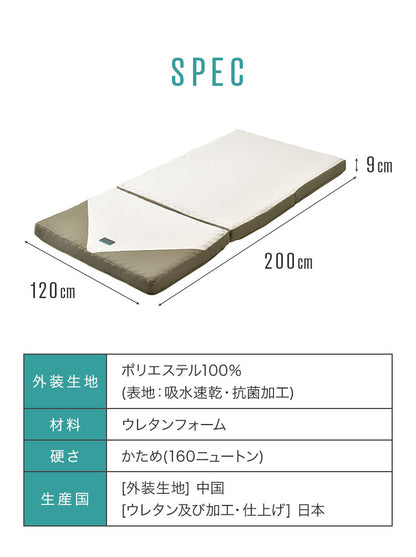 西川 三つ折り マットレス SUYARA 敷布団 セミダブル 120×200cm 厚み9cm 160ニュートン 体圧分散 高反発マットレス 点で支える 洗える