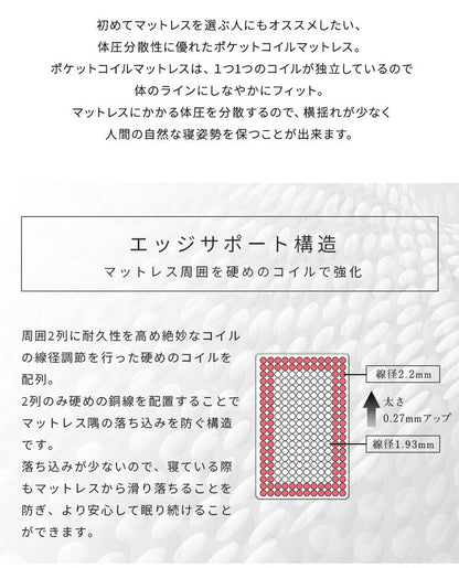 棚・コンセント・照明付きフロアベッド ダブル タクナ シュプリームポケットコイルマットレス付き 照明付き すのこ板目仕様(代引不可)