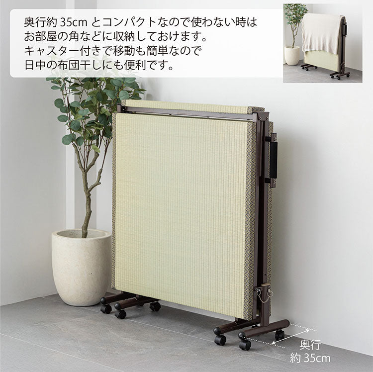 折りたたみ畳ベッド い草の香る シングルベッド 天然い草使用 折り畳みタタミベッド シングル ヘッドレスタイプ ハイタイプ 畳ベッド 折りたたみベッド 折り畳みベッド 省スペース