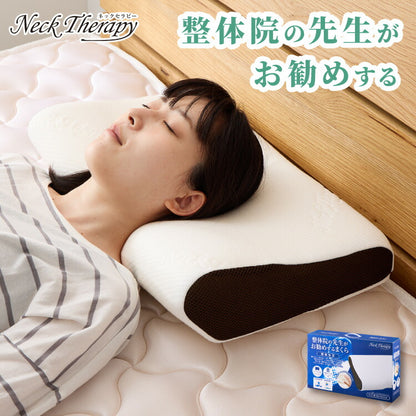 整体師が勧める頸椎安定枕 約32×54cm Neck Therapy 低反発ウレタンフォーム いびき対策 体圧分散 くぼみ設計 快眠枕 首サポート カバーが洗える 仰向け 横向き メッシュ 枕 マクラ ネックセラピー(代引不可)