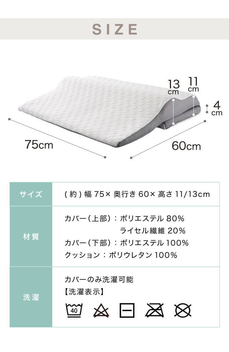 低反発枕 体圧分散 幅75cm ワイド 75×60cm ウェーブ構造 大きめ形状 ニット生地 メッシュ生地 高さ調節 洗えるカバー シンプル 快適 安眠 ぐっすり 快眠 リラックス フィット 体圧分散まくら 低反発枕 ピロー まくら 枕