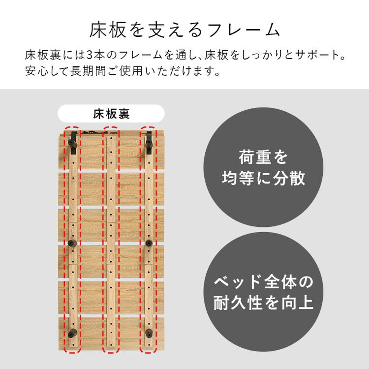 耐荷重200kg ステージベッド風 デザインベッド シングル ベッドフレーム コンセント付き ロータイプ ローベッド(代引不可)