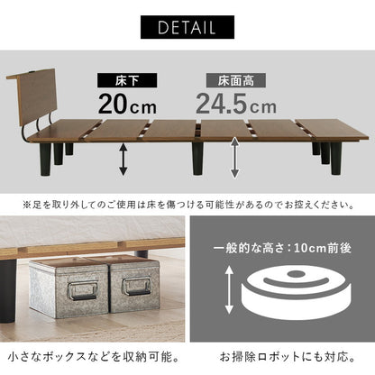 耐荷重200kg ステージベッド風 デザインベッド ポケットコイルマットレス 2点セット セミダブル ベッドフレーム コンセント付き ロータイプ ローベッド(代引不可)