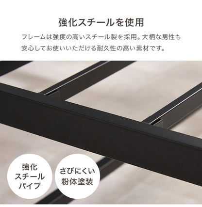 耐荷重300kg 頑丈スチールベッド シングル ポケットコイルマットレス付き 棚コンセント付き ヘッドボード付き ベッドフレーム スチールベッド おしゃれ(代引不可)