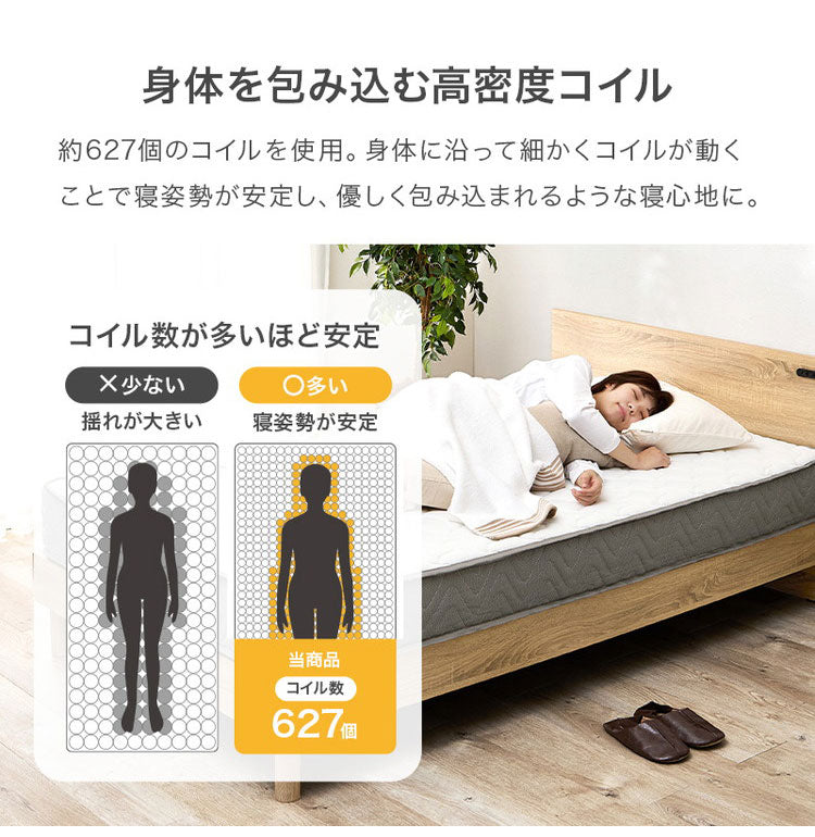 ポケットコイルマットレス SD セミダブル 幅120cm 厚み20cm マットレス ポケットコイル マット 敷布団 寝具 寝具インテリア おしゃれ 北欧(代引不可)