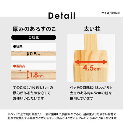 工具不要・簡単組立 すのこベッド シングル 耐荷重200kg 棚付き コンセント付き ベッドフレーム 木製 頑丈 宮付きベッド 宮棚付きベッド 北欧 ネジ無し シンプル おしゃれ 新生活(代引不可)