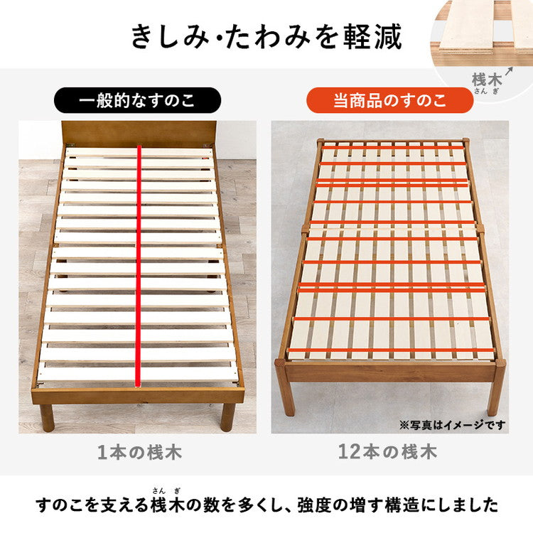 工具不要・簡単組立 すのこベッド シングル 耐荷重350kg 棚付き コンセント付き ベッドフレーム 木製 頑丈 宮付きベッド 宮棚付きベッド 北欧 ネジ無し シンプル おしゃれ(代引不可)