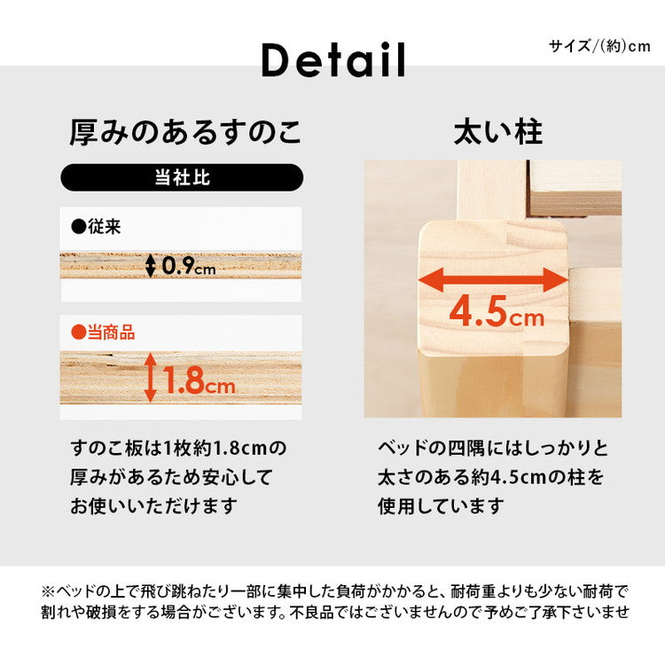 工具不要・簡単組立 すのこベッド シングル 耐荷重200kg ベーシック ベッドフレーム 木製 頑丈 北欧 ネジ無し シンプル おしゃれ 新生活(代引不可)