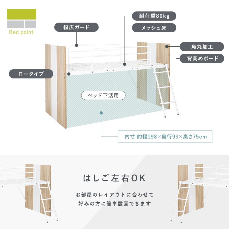 システムベッド ロフトベッド&デスク&ラック 3点セット 子供部屋 収納 ロータイプ シングルベッド 学習机 ランドセルラック(代引不可)