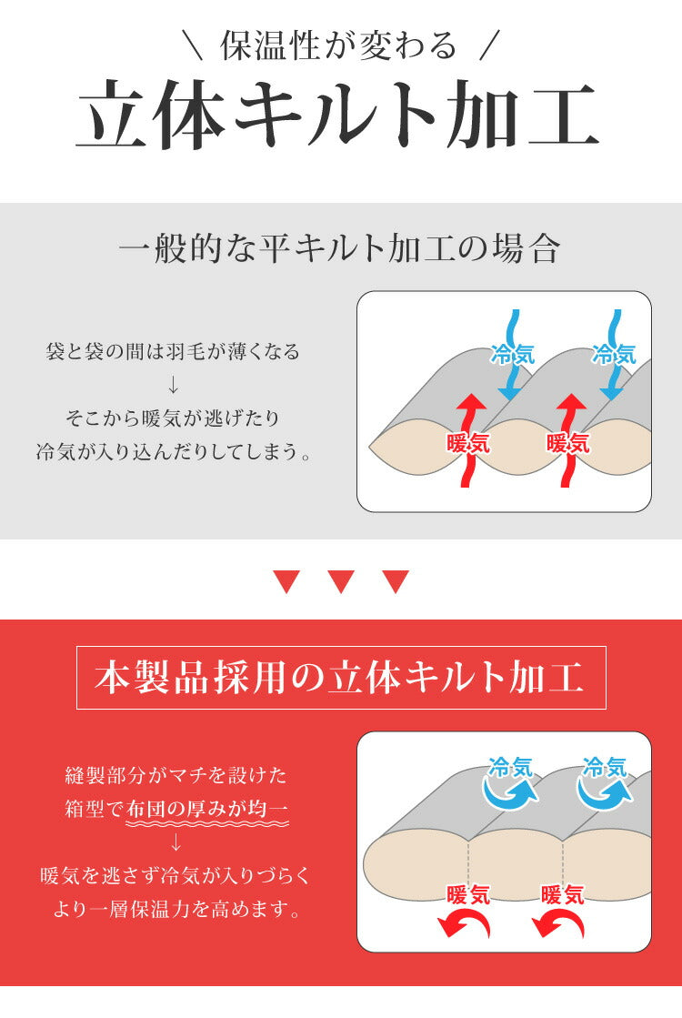 日本製 羽毛ふとん クイーン 最高ランクプレミアムゴールドラベル ポーランド産ホワイトダックダウン 93% 440dp以上 立体キルト 抗菌 掛け布団 国産 羽毛 布団 ふとん 掛布団 あったか 冬(代引不可)