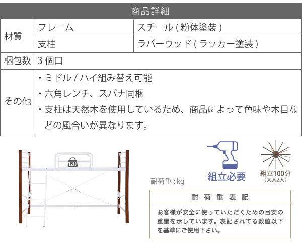 パイプベッド シングルベッド 天然木脚 ハイタイプ 高さ140cm 頑丈 ベッドガード 手すり ロフトベッド ベッドフレーム スチールベッド ベッド下収納 北欧 おしゃれ(代引不可)