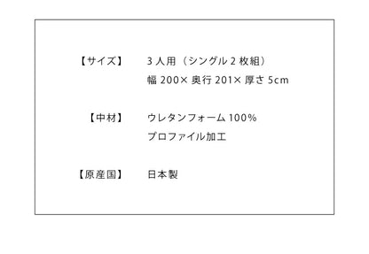 アキレス Achilles 日本製 幅200 ファミリーマットレス バランスマットレス プロファイル 厚さ5cm 5人用 国産 大きい 敷き布団(代引不可)