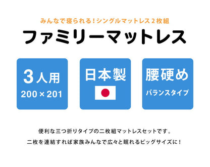 アキレス Achilles 日本製 幅200 ファミリーマットレス バランスマットレス プロファイル 厚さ5cm 5人用 国産 大きい 敷き布団(代引不可)