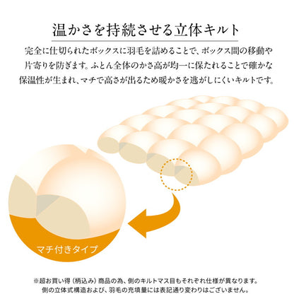 ロイヤルゴールドラベル 羽毛布団 93% 充填量1.0kg 日本製 ホワイトダックダウン シングルロング 150×210cm ダウンパワー400dp 国産 羽毛ふとん 掛け布団 羽毛 洗える 保温性 高級感 高品質【送料無料】