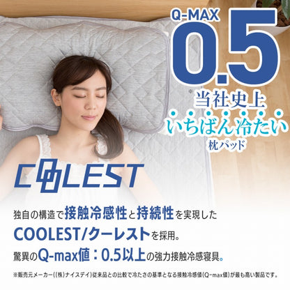 強力接触冷感 枕パッド 43×63cm Q-MAX0.5 リバーシブル 抗菌 防臭 冷却 節電 省エネ エコ ひんやり クール 洗える 丸洗い ウォッシャブル 洗濯 ピロー 枕カバー ピロケース ピローケース 接触冷感(代引不可)【メール便配送】