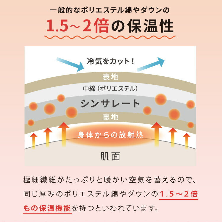 ぬくもりシールド シンサレート 掛け布団 クイーン バイカラー 襟元までフリース カバーなしで使える 軽い 丸洗い 断熱 保温 抗菌防臭 洗える 防ダニ 軽量 ホコリが出にくい 低ホル 暖かい 冬用掛け布団 掛ふとん 暖かさ羽毛の約2倍 thinsulate【送料無料】