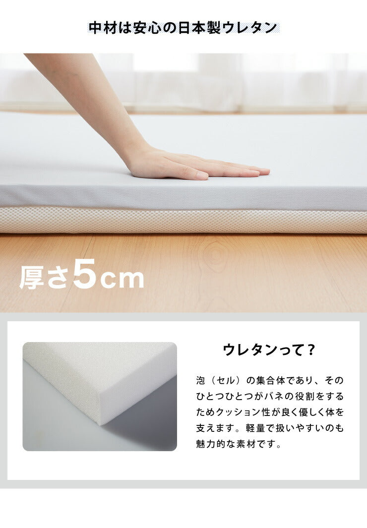 マットレス 日本製 低反発 厚さ5cm 50N 40D ダブル ウレタン 国産 腰痛 寝返り 肩こり 体圧分散 やわらかめ トッパー オーバーレイ(代引不可)