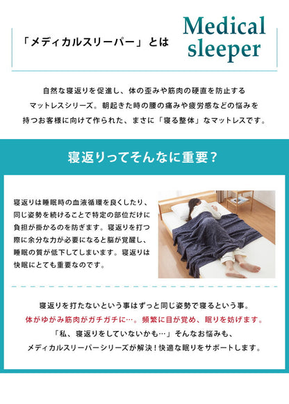 マットレス 日本製 シングル メディカルスリーパー ハイブリッド 三つ折り 厚さ10cm 高反発 低反発 国産 ウレタン 体圧分散 硬め 柔らかめ(代引不可)